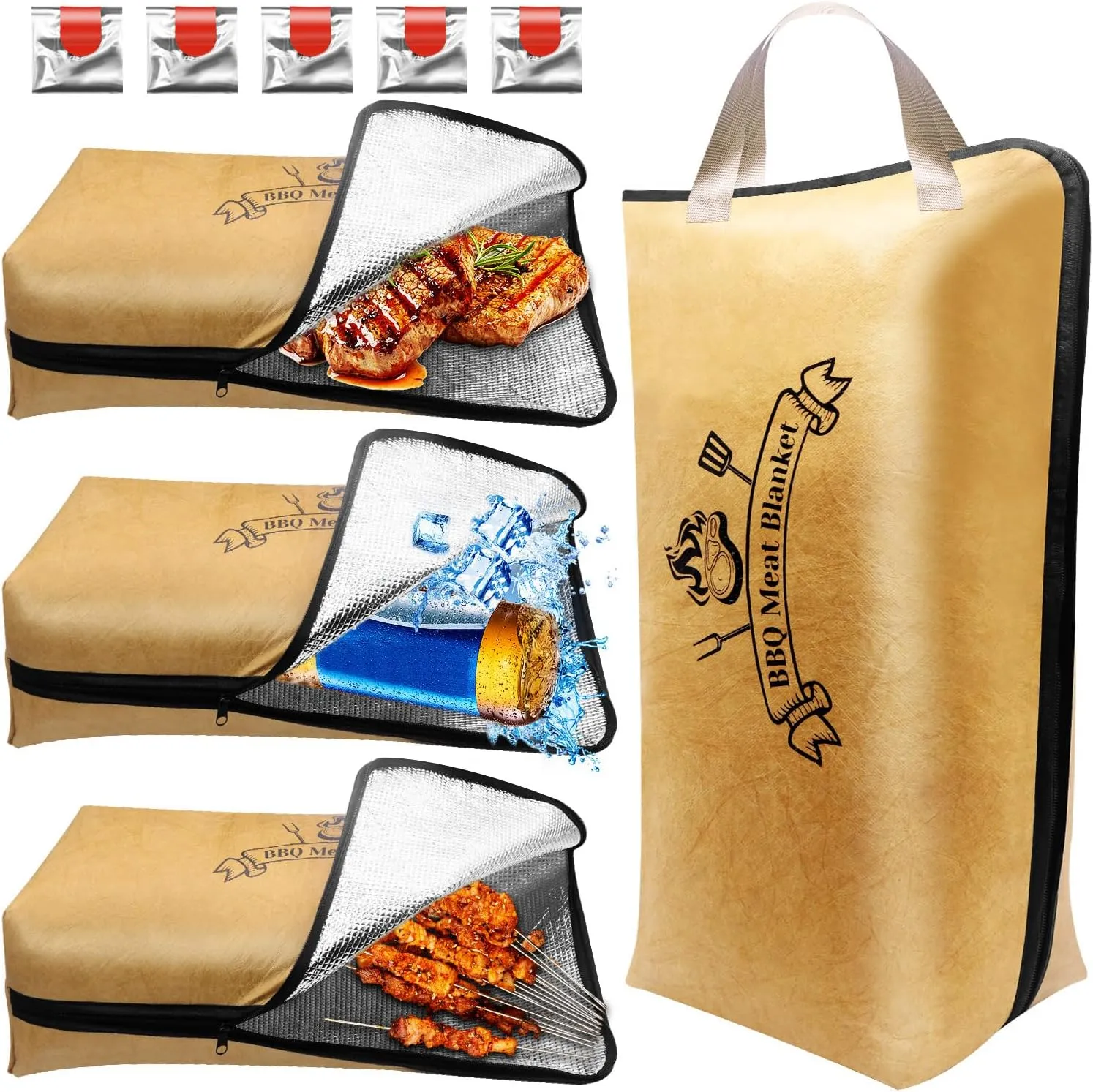 BBQ Blanket for Resting Meat,Meat Resting Bag for BBQ Grill & Smoking - Insulated Waterproof Reusable Thermal Blanket for Turkey, Beef, Pork Ribs - Gift for Men, Barbecue Enthusiasts（21in）