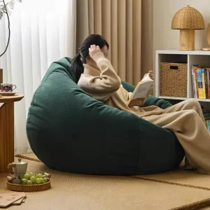Bean Bag Chair for Adults Kids (No Filler) Chenille Bean Bags Beanbag Lazy Sofa Cover for Reading Chair Floor Chair(Dark Green,80cm Empty Cover)