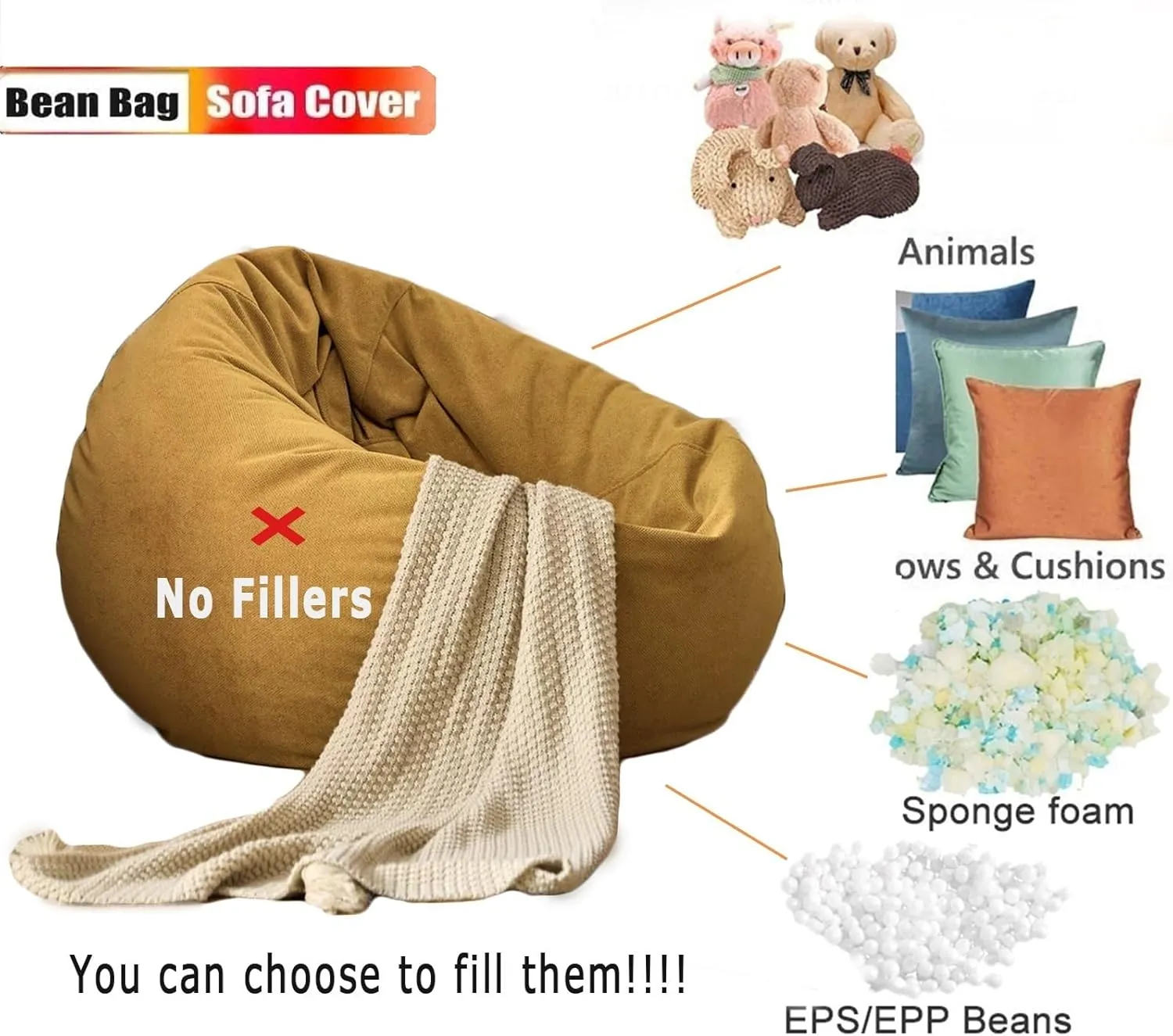 Bean Bag Chair for Adults Kids (No Filler) Chenille Bean Bags Beanbag Lazy Sofa Cover for Reading Chair Floor Chair(Dark Green,80cm Empty Cover)