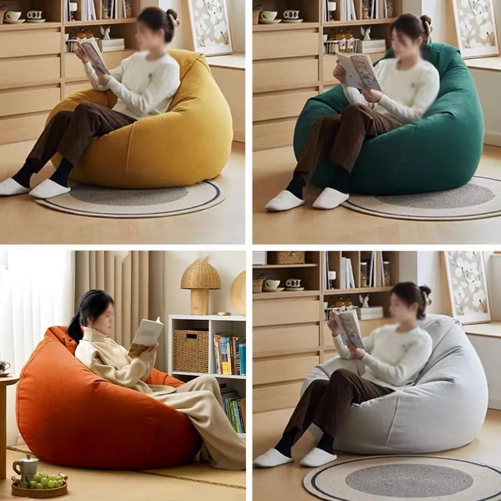 Bean Bag Chair for Adults Kids (No Filler) Chenille Bean Bags Beanbag Lazy Sofa Cover for Reading Chair Floor Chair(Dark Green,80cm Empty Cover)