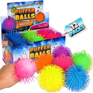 Bedwina Puffer Balls (Pack of 12) - Squishy Balls for Kids Neon Party Favors Sensory, Stress Relief Squishy & Therapy Toys for Kids, Boys & Girls Goodie Bag Stuffers, Prizes and Party Supplies