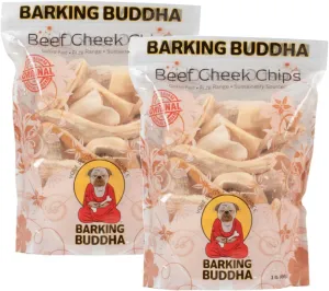 Beef Cheek Chips | Extra Thick 2"-4" All Natural Rawhide Alternative No Hide Premium Dog Chew Strips | Natural Beef | (Pack of 2-1LB Bags)
