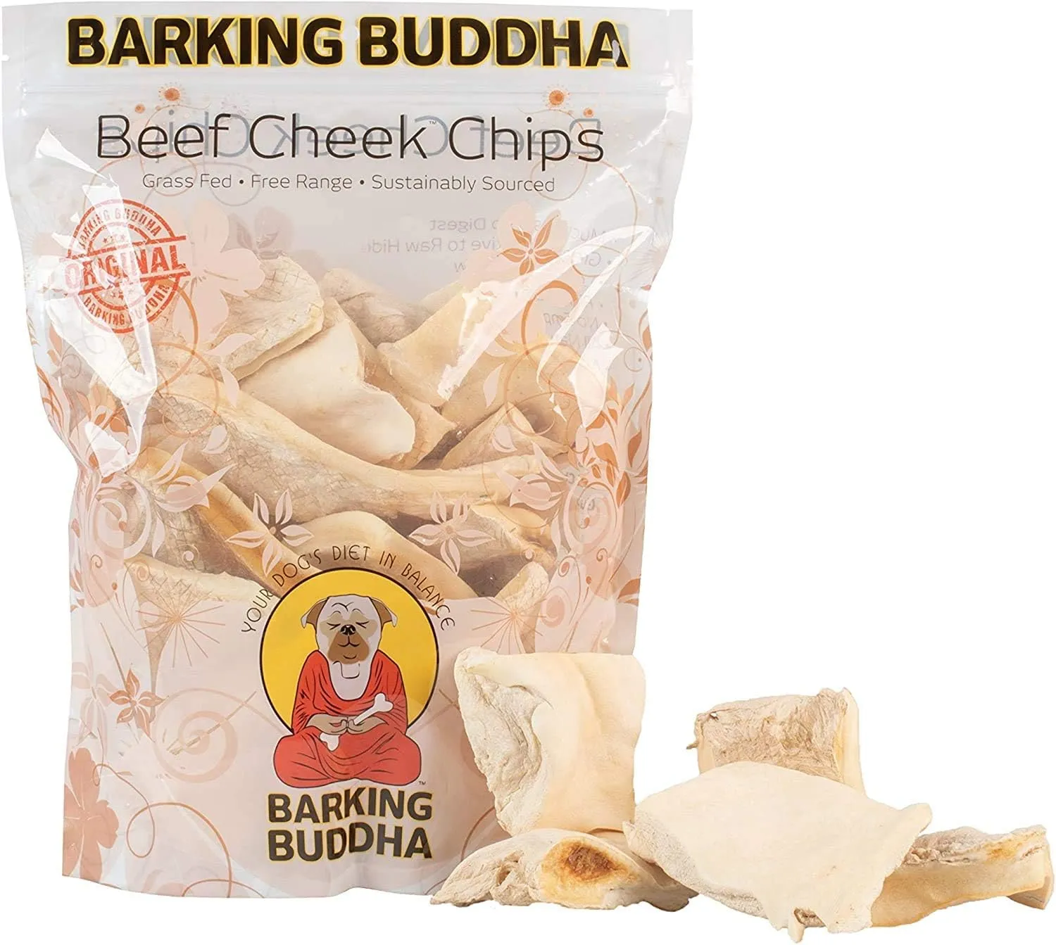 Beef Cheek Chips | Extra Thick 2"-4" All Natural Rawhide Alternative No Hide Premium Dog Chew Strips | Natural Beef | (Pack of 2-1LB Bags)