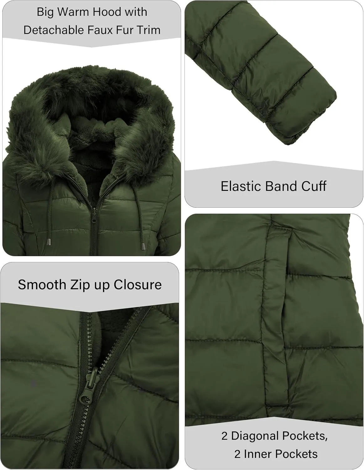 Bellivera Women Double Sided Faux Fur Jacket Spring and Winter Fashion Reversible Hood Puffer Coat with Fur Collar