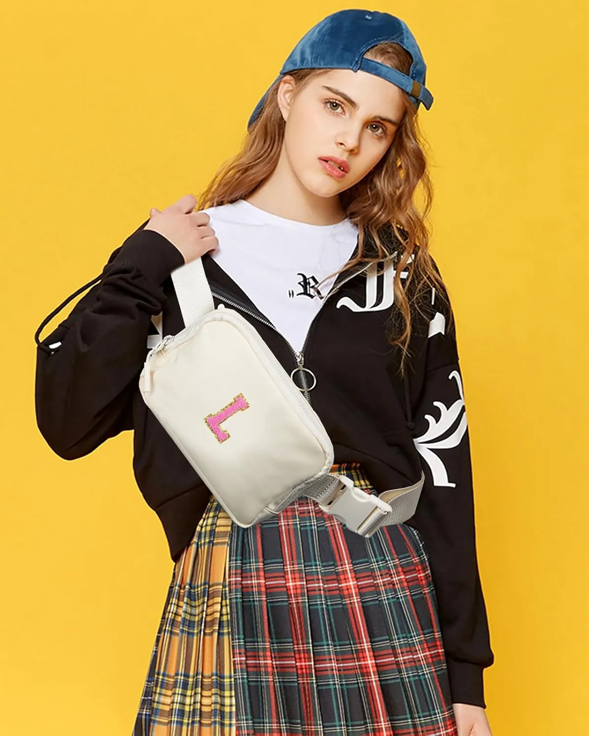Belt Bag Fanny Pack for Teen Girl Women - Birthday Gifts for 5 6 7 8 9 10 11 12 13 Year Old Girls - Initial Crossbody Bag Preppy Cute Trendy Stuff Travel Essentials - Graduation Gifts for Her Beige L