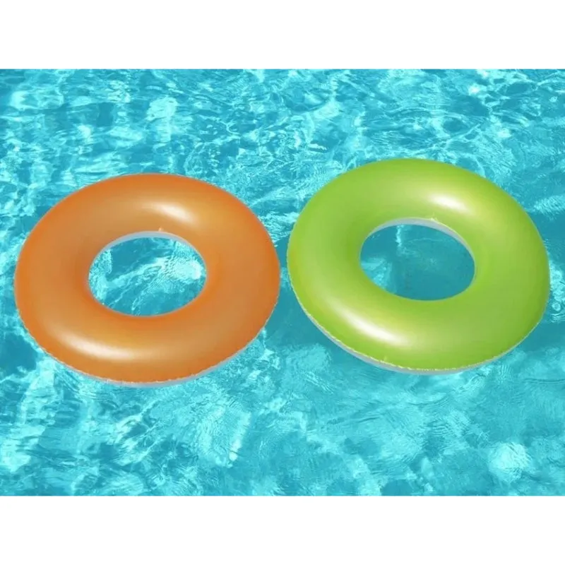 Bestway 76cm Frosted Neon Transparent Swimming Inflateable Tube Ring
