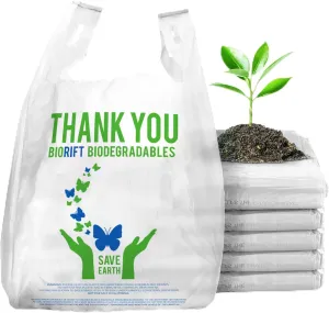 Biodegradable Thank You Bags | 1000 Count - Bulk | Extra Thick, Strong, Recyclable, & Reusable | Shopping/Grocery/Restaurant/Supermarket | 12" x 6.5" x 22"
