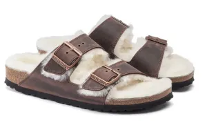 Birkenstock Habana Arizona Shearling Oiled Leather Sandal N1021049