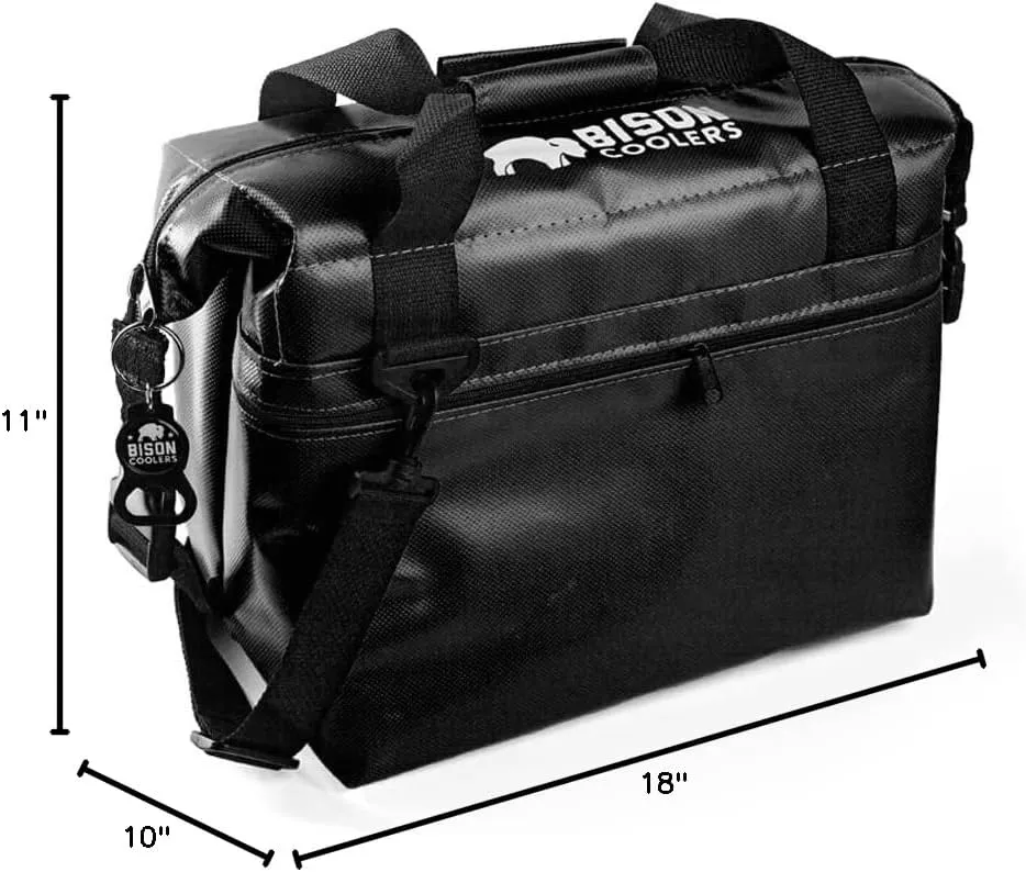 Bison Coolers Softpak Series, Made in USA, Soft Cooler Bag Insulated Leak Proof for Beach, Travel, Camping, Picnic, Car, Trips, 24  Hour Ice Retention