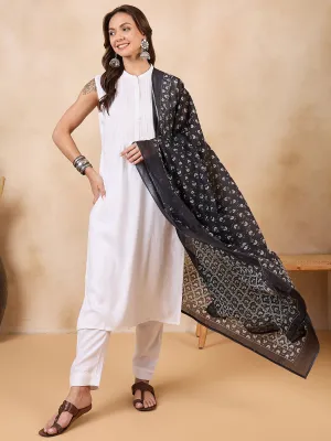 Black Chintz Print Cotton Dupatta