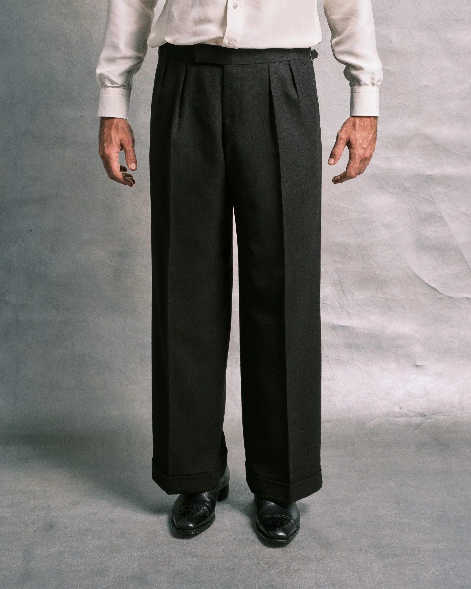 Black Flannel Double-Breasted Suit