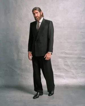 Black Flannel Double-Breasted Suit