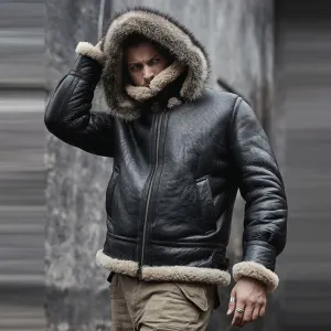 Black Shearling Leather Jacket