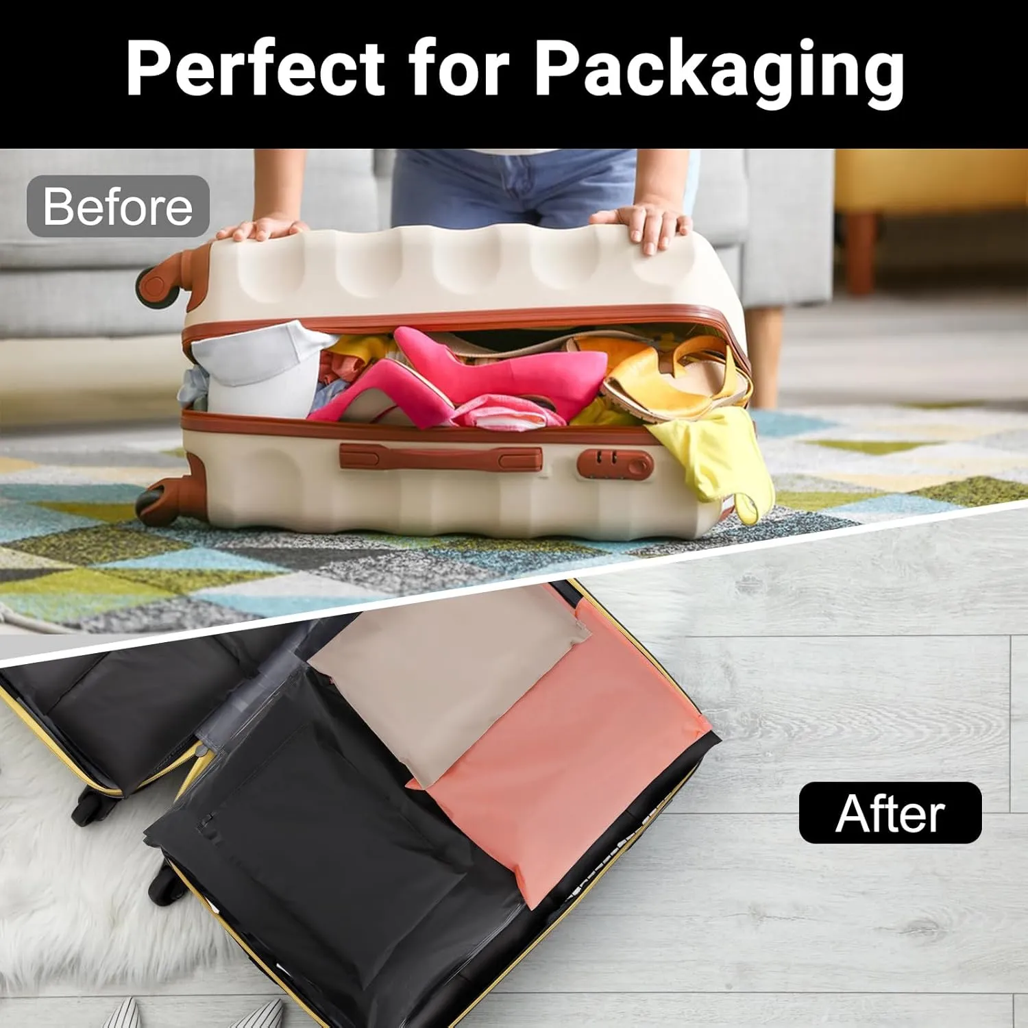 Black T Shirt Bags, 10x13 inch, Pack of 50, Frosted Zipper Bags for Clothes Packaging, Shipping, Mailing, Selling, Travel, Waterproof for Swimsuit, Bathing Suit, Pants, Stuffed Animals, File