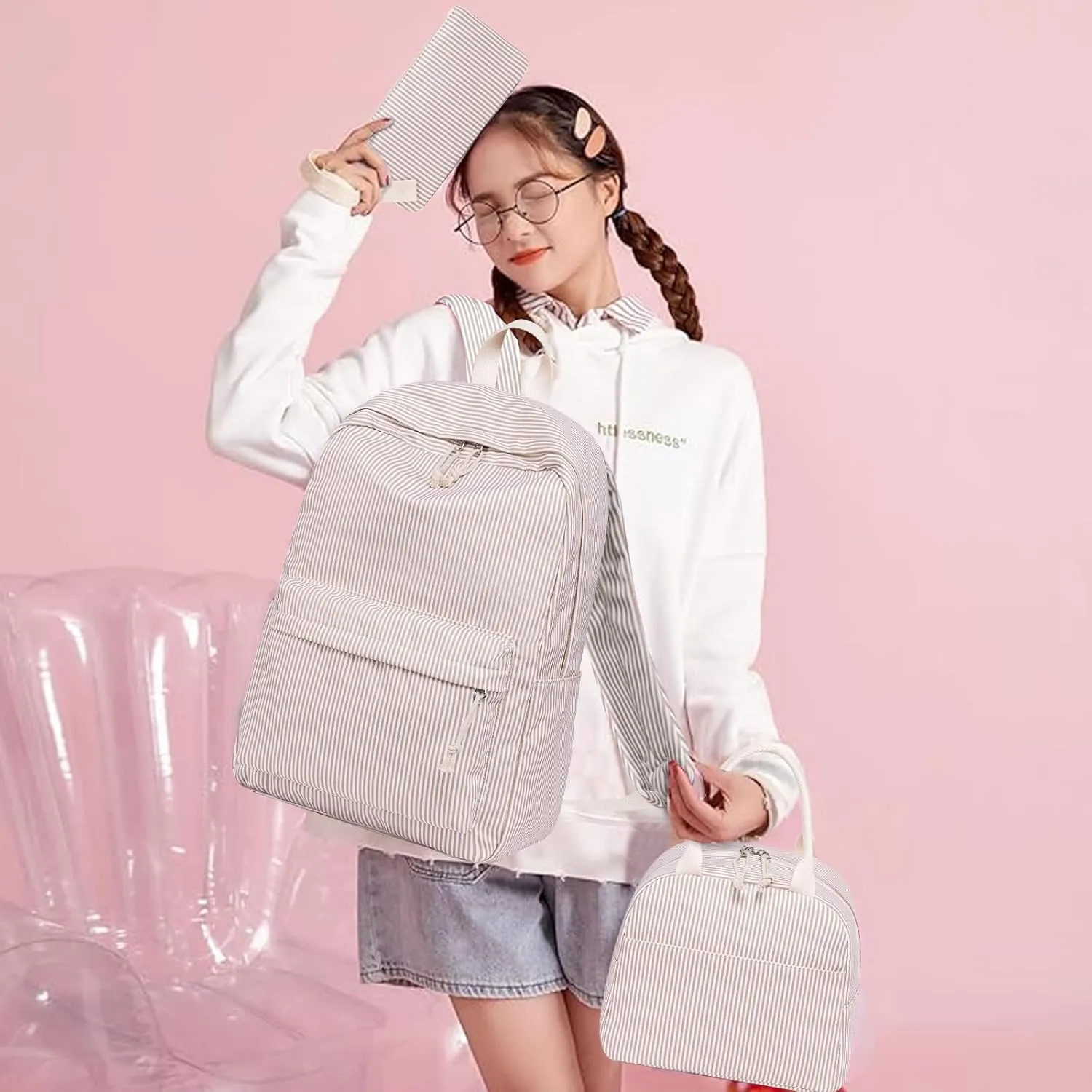 Bluboon School Backpack Set Girls Womens Laptop Bookbag Casual Daypack Fits 15 inch Laptop with Lunch Tote Bag and Pencil Bag