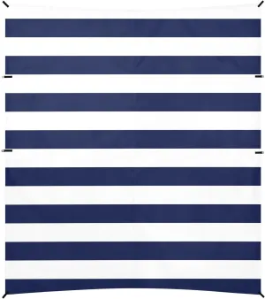 Blue and White Horizontal Stripes Foldable Beach Cabana UPF50  Protection Waterproof Portable Sun Shelter with Sand Shovel for Backyard and Camping