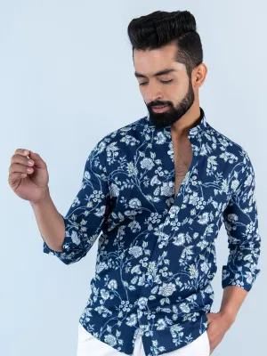 Blue Chintz Printed Full Sleeves Cotton Shirt