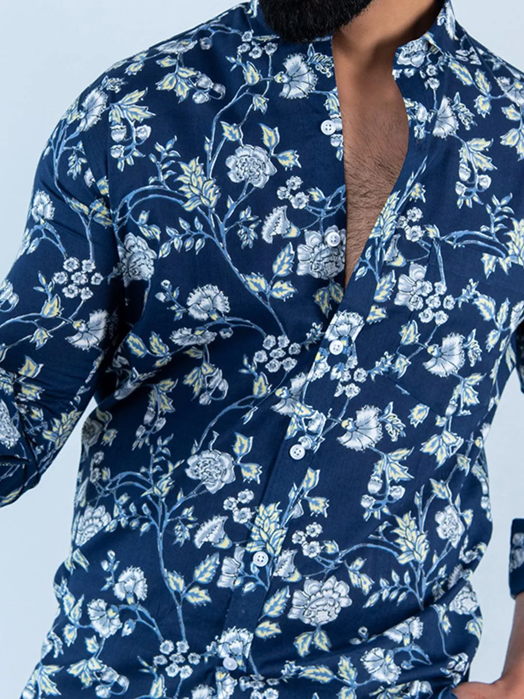 Blue Chintz Printed Full Sleeves Cotton Shirt