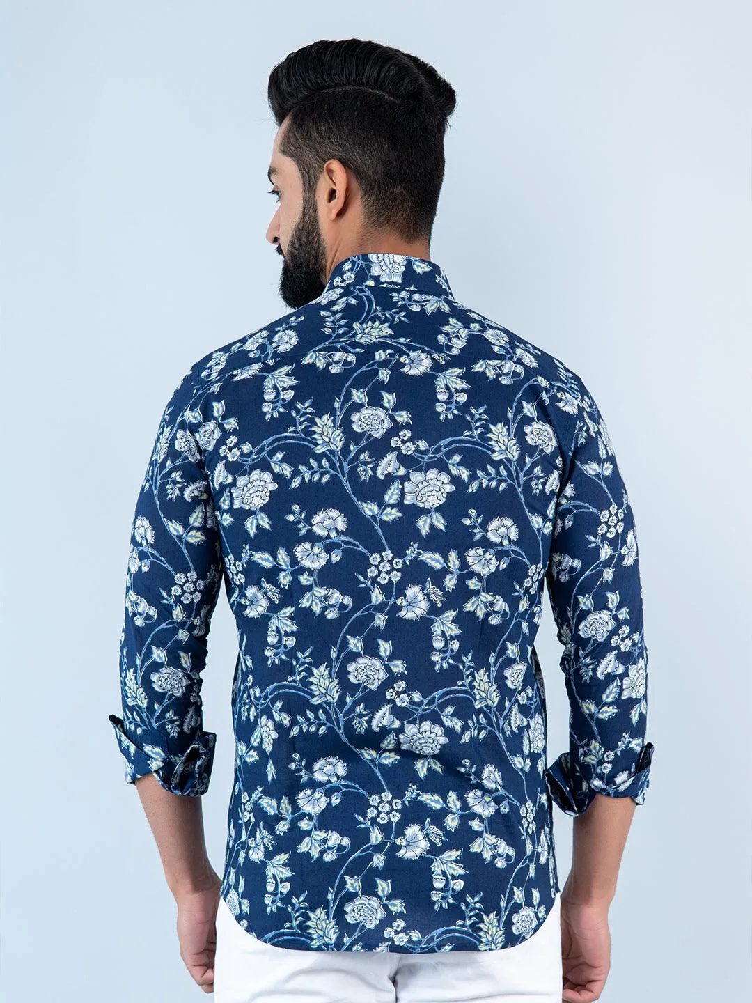 Blue Chintz Printed Full Sleeves Cotton Shirt