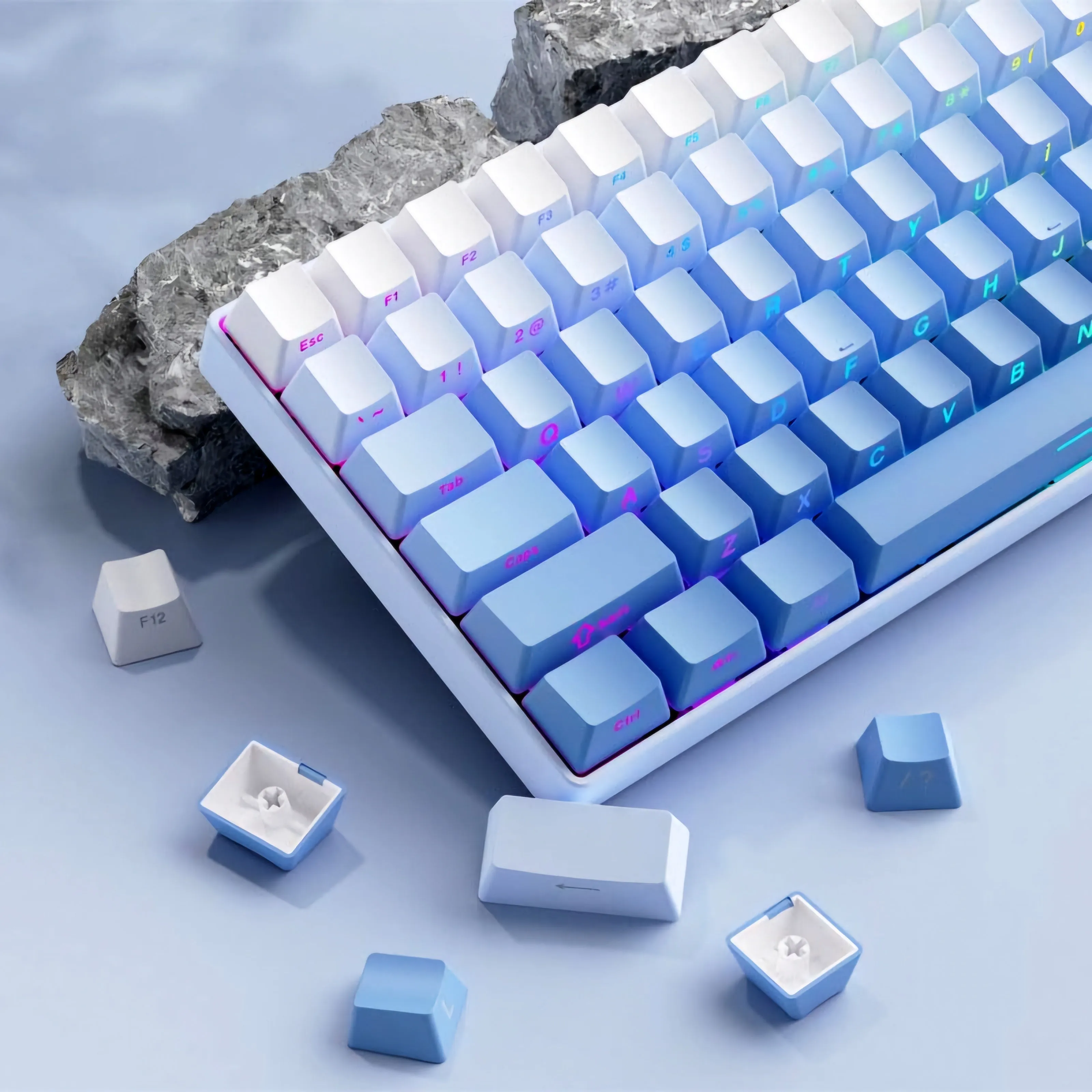 Blue Gradient Side Backlit OEM Doubleshot PBT Keycaps