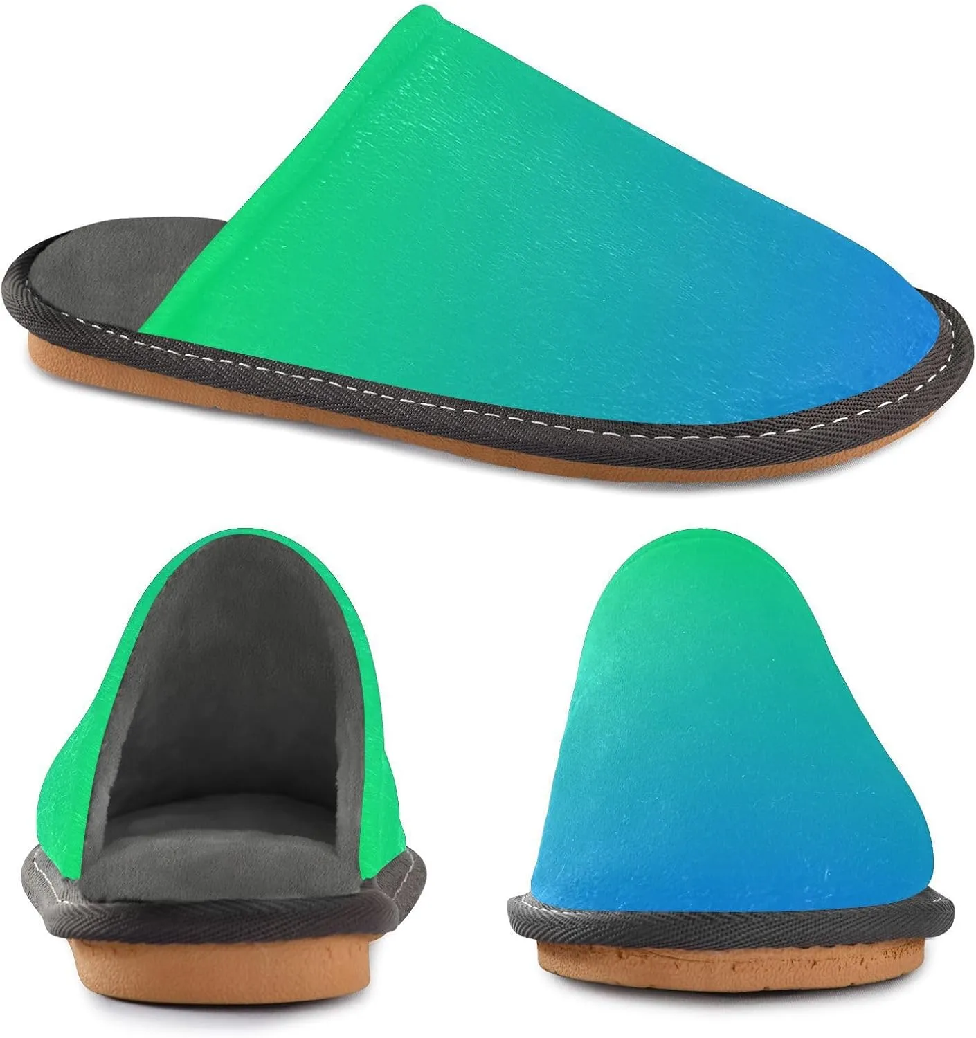 Blue Orange Gradient House Slippers for Women Men Non-Slip Slipper Socks