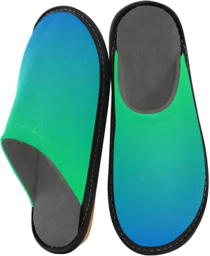 Blue Orange Gradient House Slippers for Women Men Non-Slip Slipper Socks