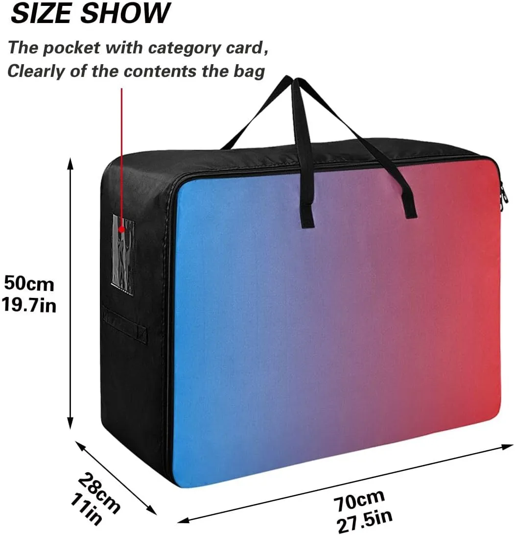 Blue Red Gradient Storage Bags, 27.5x19.7x11 In, Garment Storage Organizer Travel Cargo Duffel Bags Space Saving Packing Totes for Moving Supplies Storage