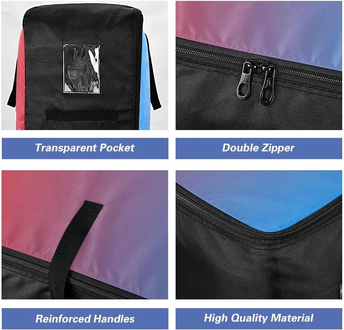 Blue Red Gradient Storage Bags, 27.5x19.7x11 In, Garment Storage Organizer Travel Cargo Duffel Bags Space Saving Packing Totes for Moving Supplies Storage