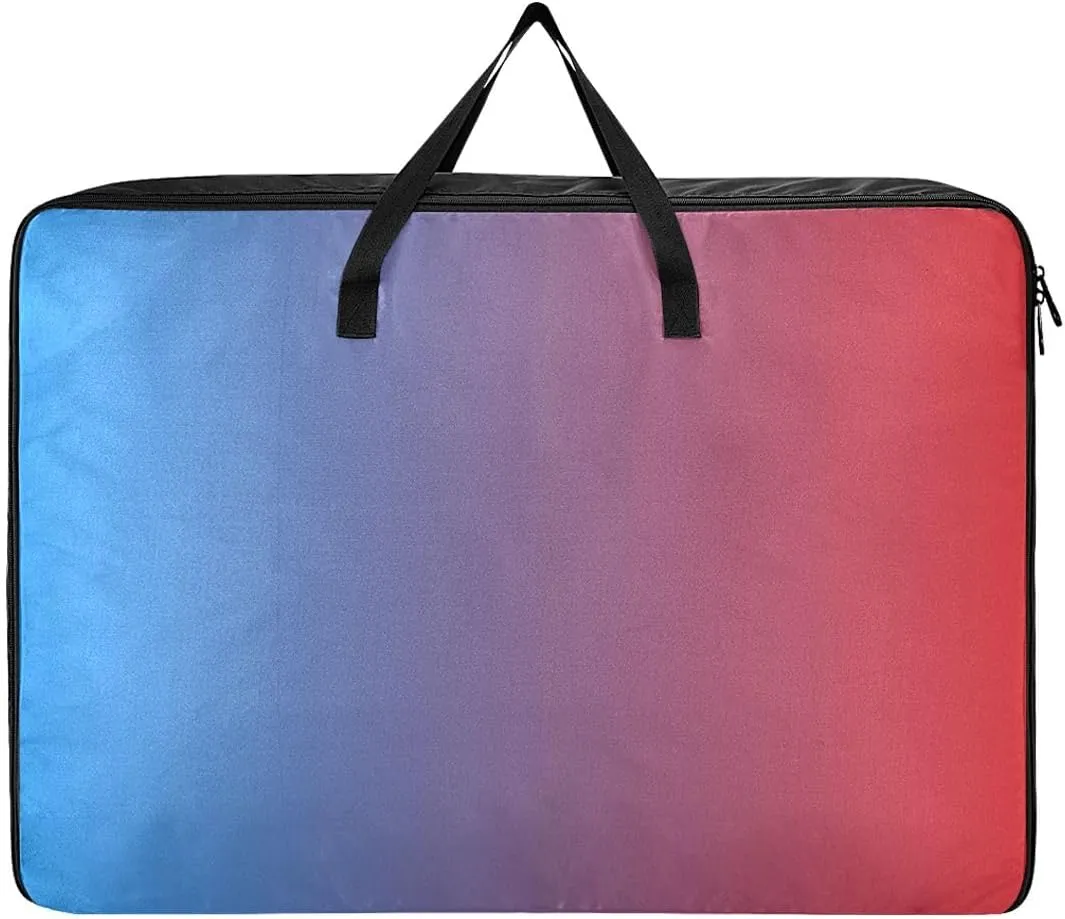 Blue Red Gradient Storage Bags, 27.5x19.7x11 In, Garment Storage Organizer Travel Cargo Duffel Bags Space Saving Packing Totes for Moving Supplies Storage