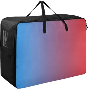 Blue Red Gradient Storage Bags, 27.5x19.7x11 In, Garment Storage Organizer Travel Cargo Duffel Bags Space Saving Packing Totes for Moving Supplies Storage