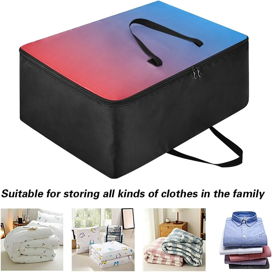 Blue Red Gradient Storage Bags, 27.5x19.7x11 In, Garment Storage Organizer Travel Cargo Duffel Bags Space Saving Packing Totes for Moving Supplies Storage