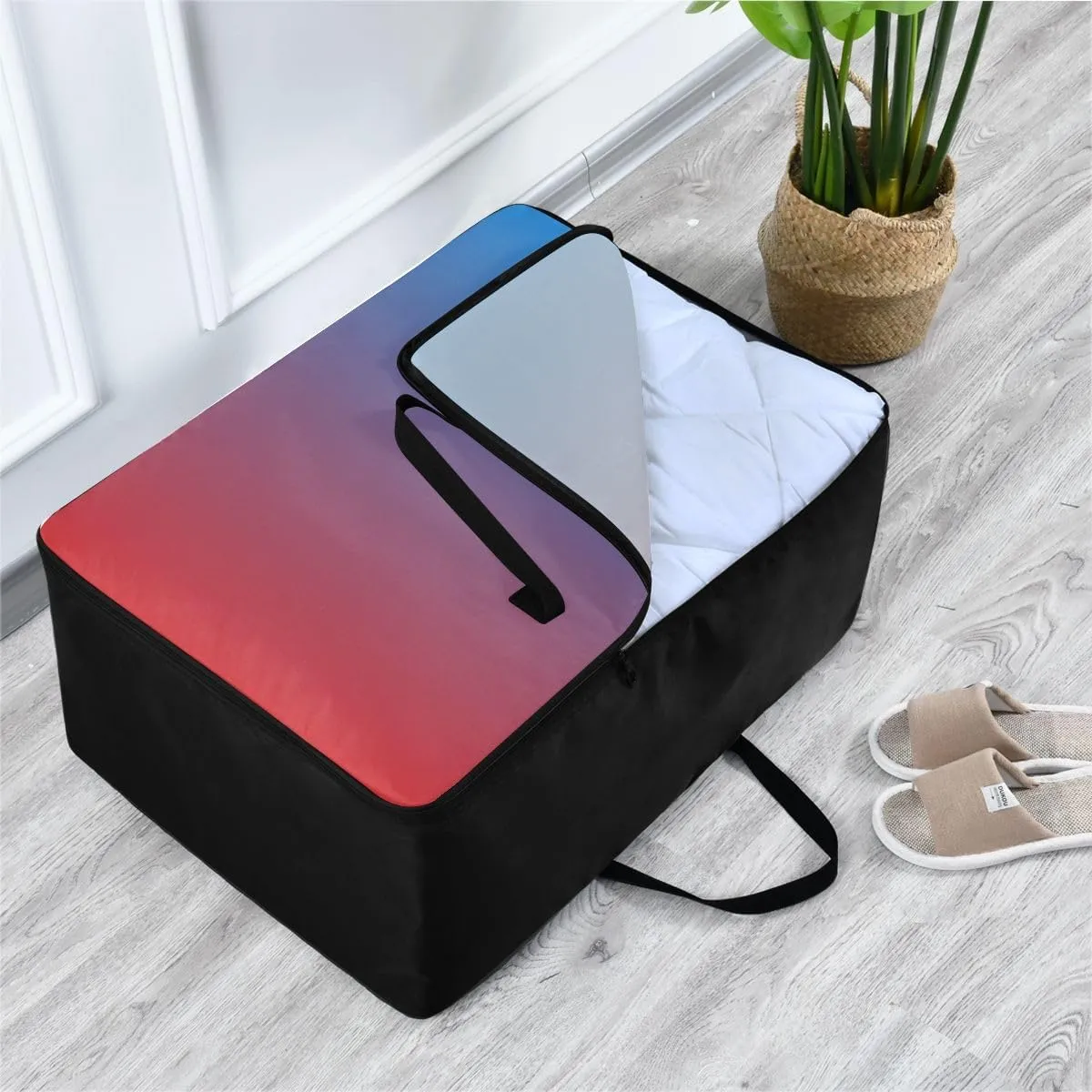 Blue Red Gradient Storage Bags, 27.5x19.7x11 In, Garment Storage Organizer Travel Cargo Duffel Bags Space Saving Packing Totes for Moving Supplies Storage