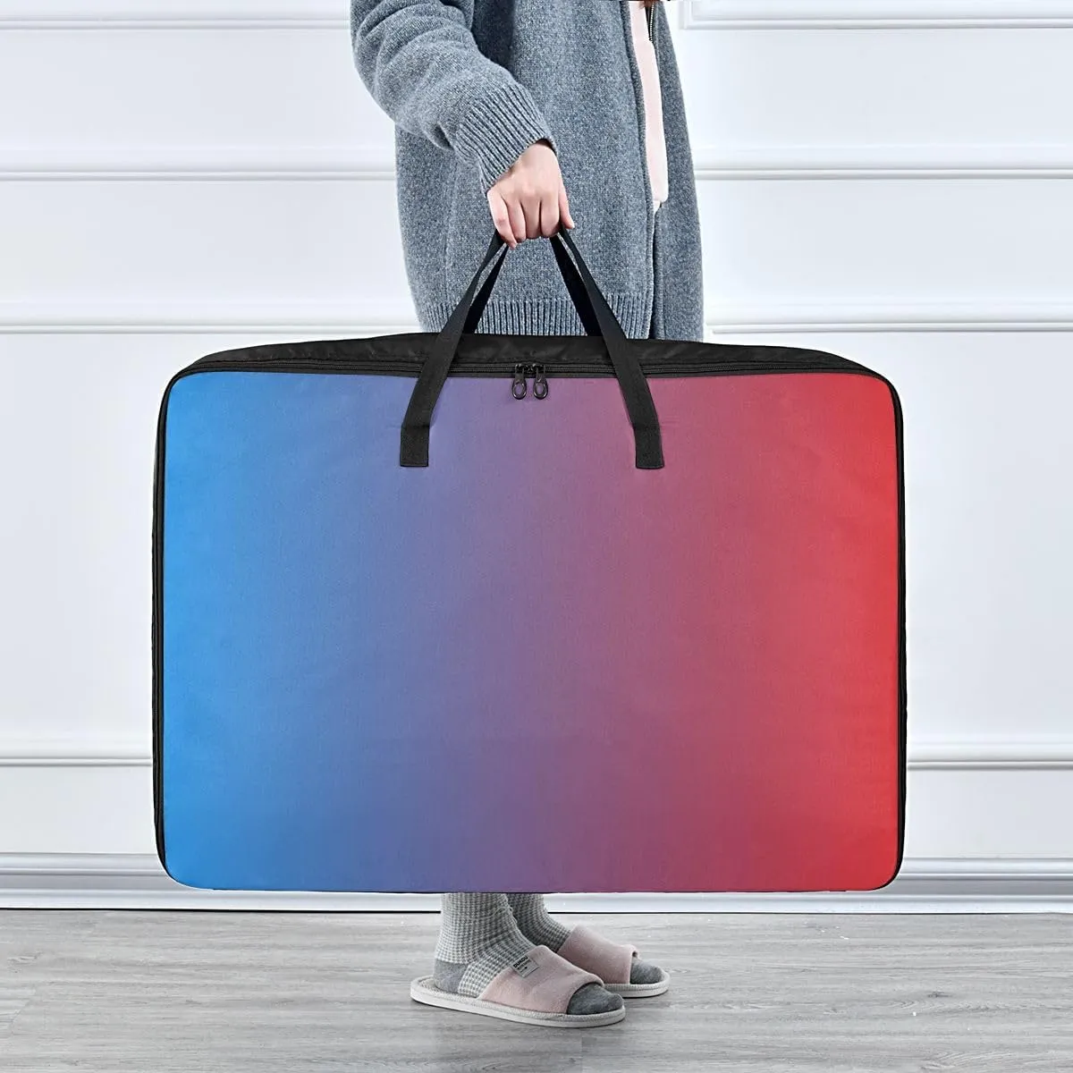 Blue Red Gradient Storage Bags, 27.5x19.7x11 In, Garment Storage Organizer Travel Cargo Duffel Bags Space Saving Packing Totes for Moving Supplies Storage