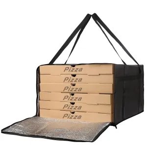 Bodaon Insulated Pizza Delivery Bag, 22" x 22" x 12" Warmer for Carry Hot, Doordash Bag, Food Warmers for Parties, Pack Insulation, Carrier for Door Dash/Grubhub, Black, 1-Pack