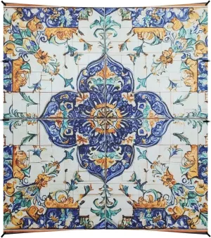 Bohemian Boho Vintage Mandala Style Flower Beach Canopy UPF50 Waterproof Shade Sun Shelter with Sandbags & Sand Shovel for Camping, Picnics, Backyard