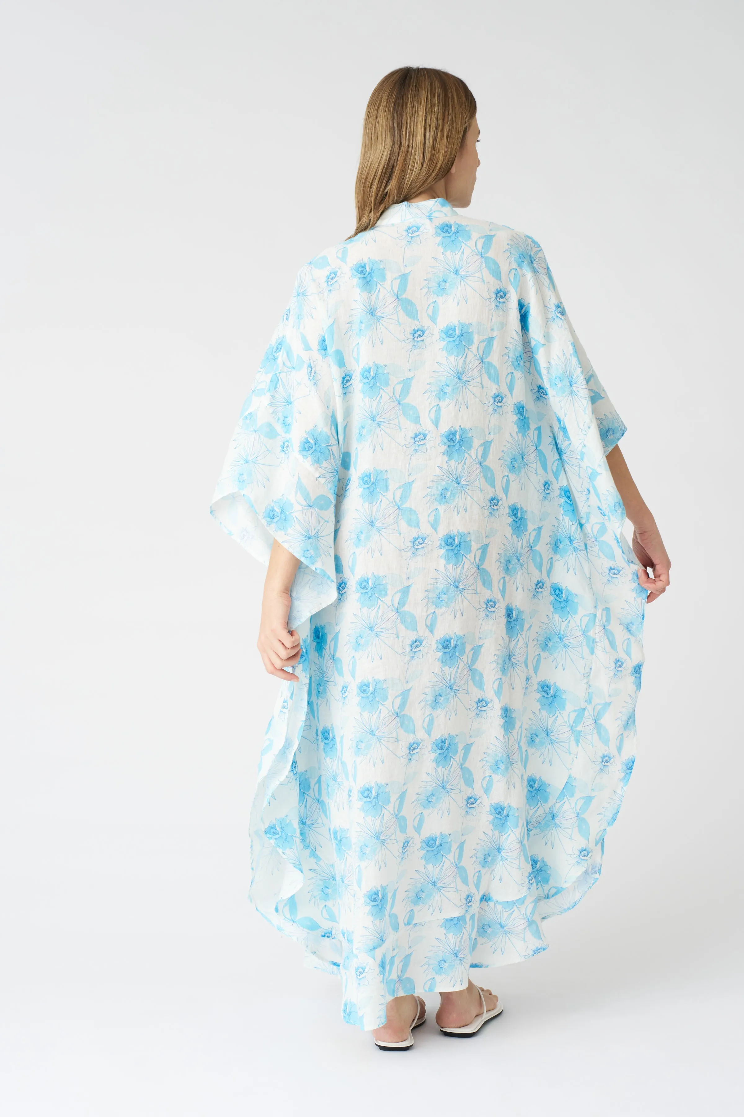 Botanical Watercolor Kaftan Dress