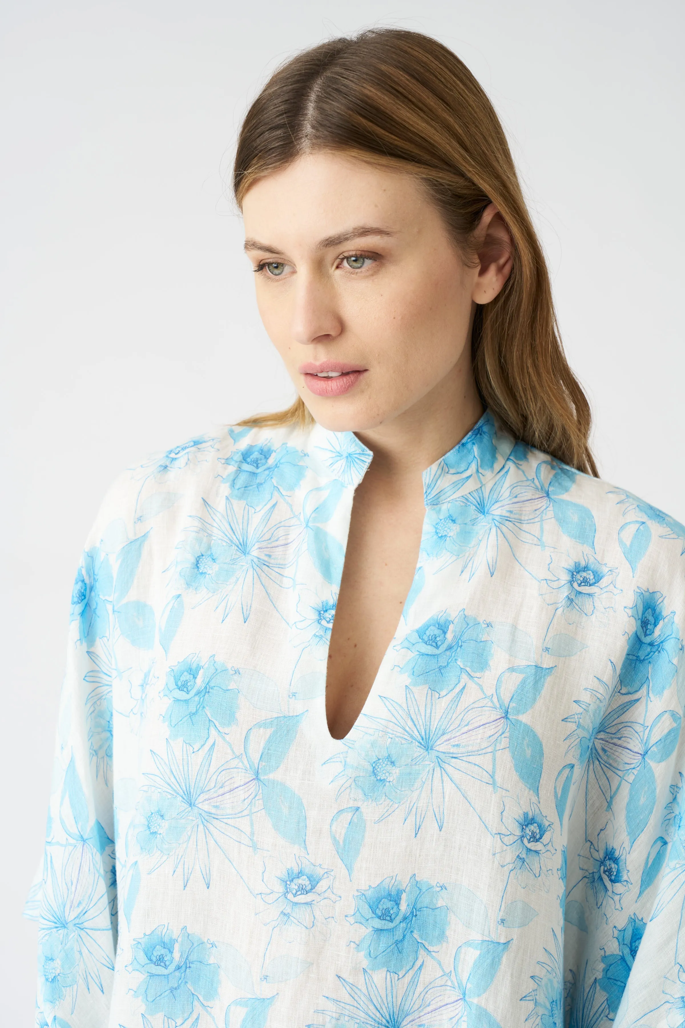 Botanical Watercolor Kaftan Dress