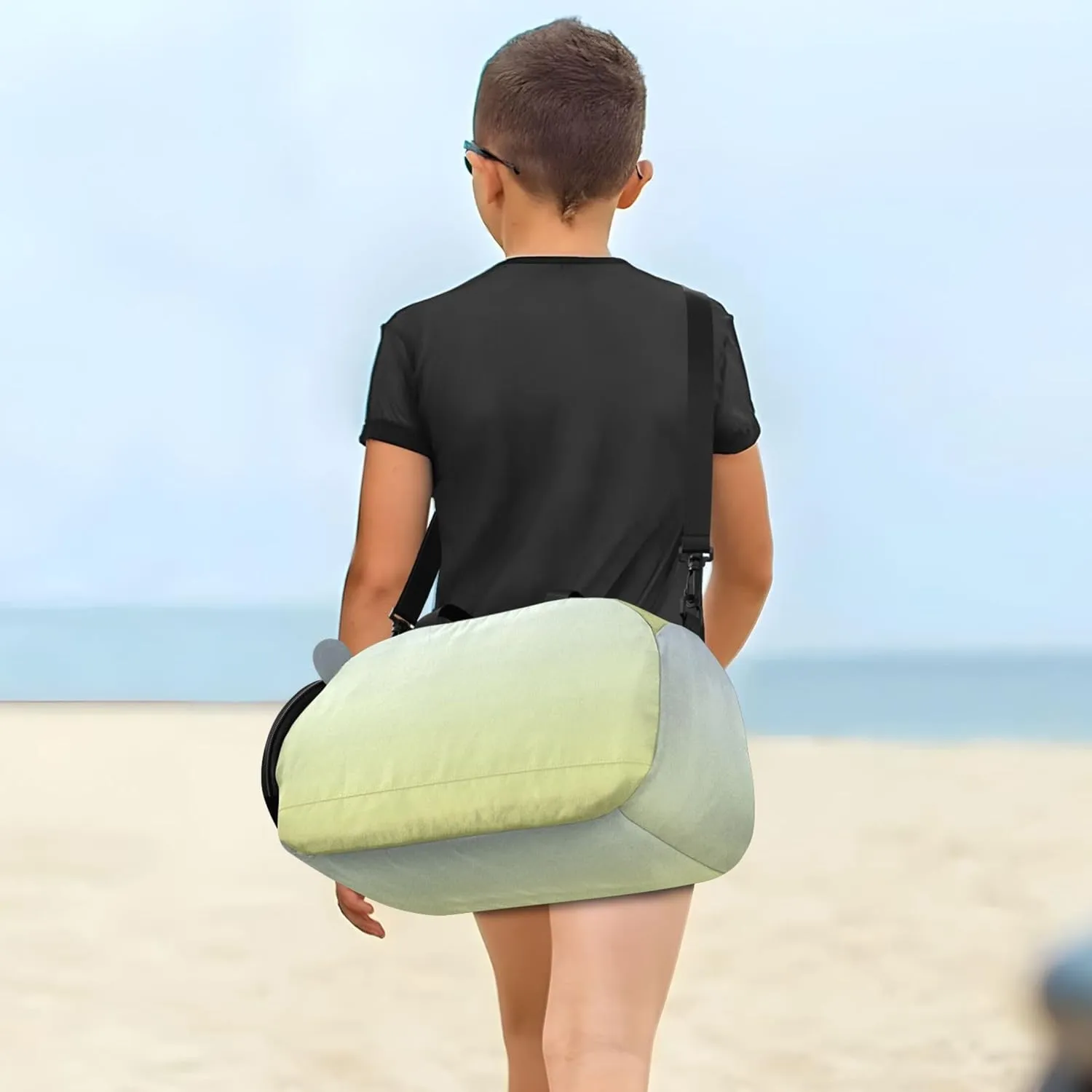 Boys Carry on Duffel Weekender Overnight Elegant Blue Mustard Gradient Travel Duffle Bags Girls Tote Kids Dance Duffle