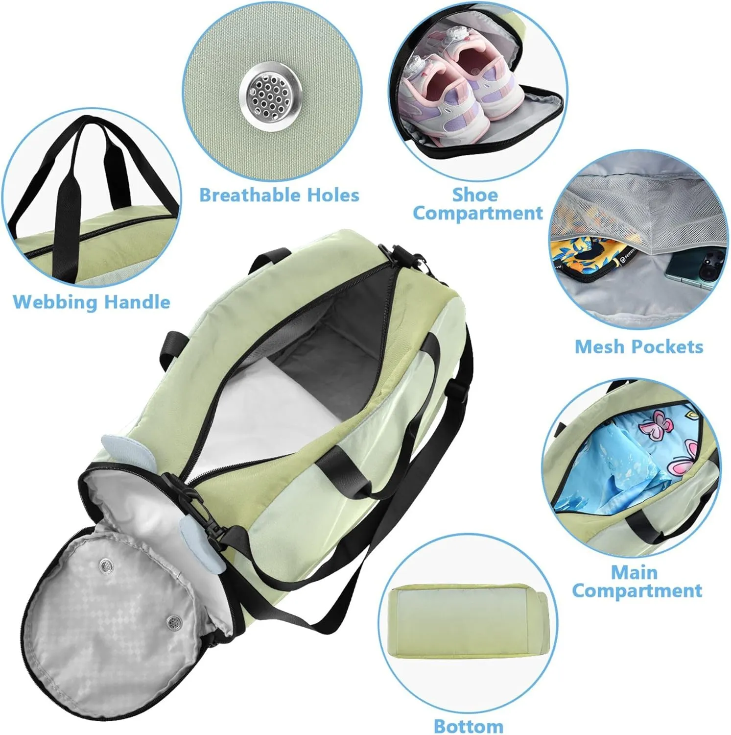 Boys Carry on Duffel Weekender Overnight Elegant Blue Mustard Gradient Travel Duffle Bags Girls Tote Kids Dance Duffle