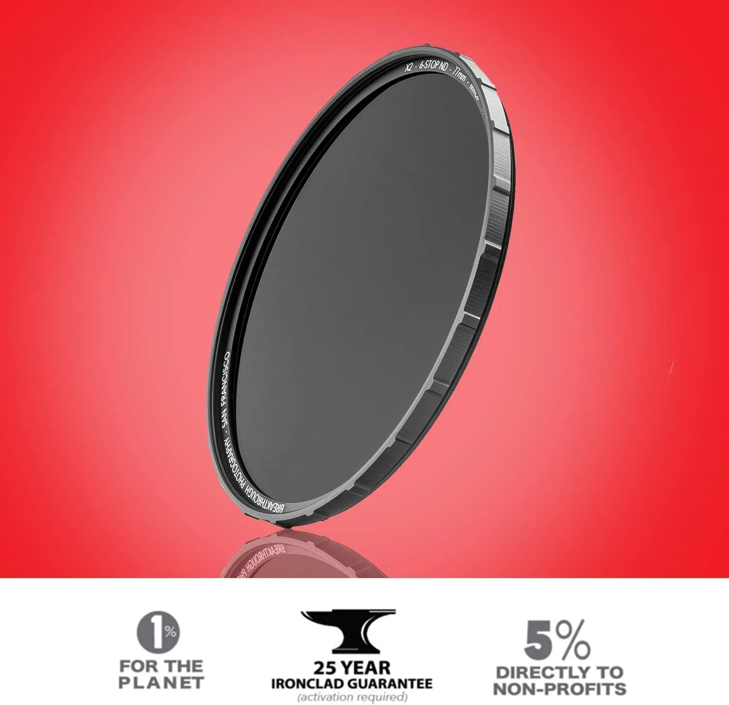Breakthrough Photography 82mm X2 3-Stop Fixed ND Filter for Camera Lenses, Neutral Density Professional Photography Filter, MRC8, H-K9L Glass, Nanotec, Ultra-Slim, Weather-Sealed