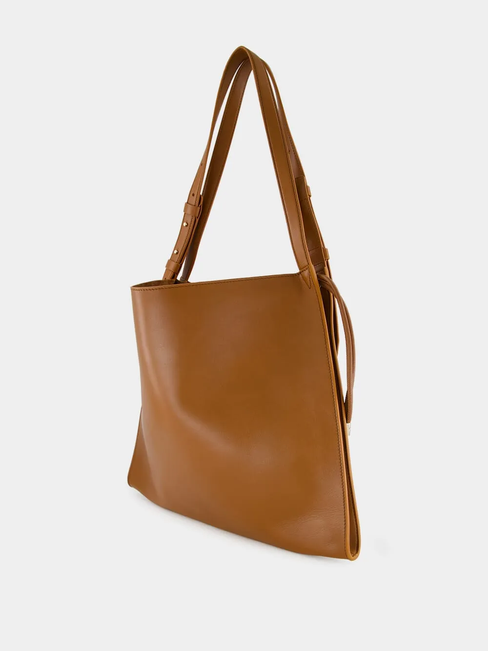 Brown Baggy Small Tote Bag in Nappa Leather