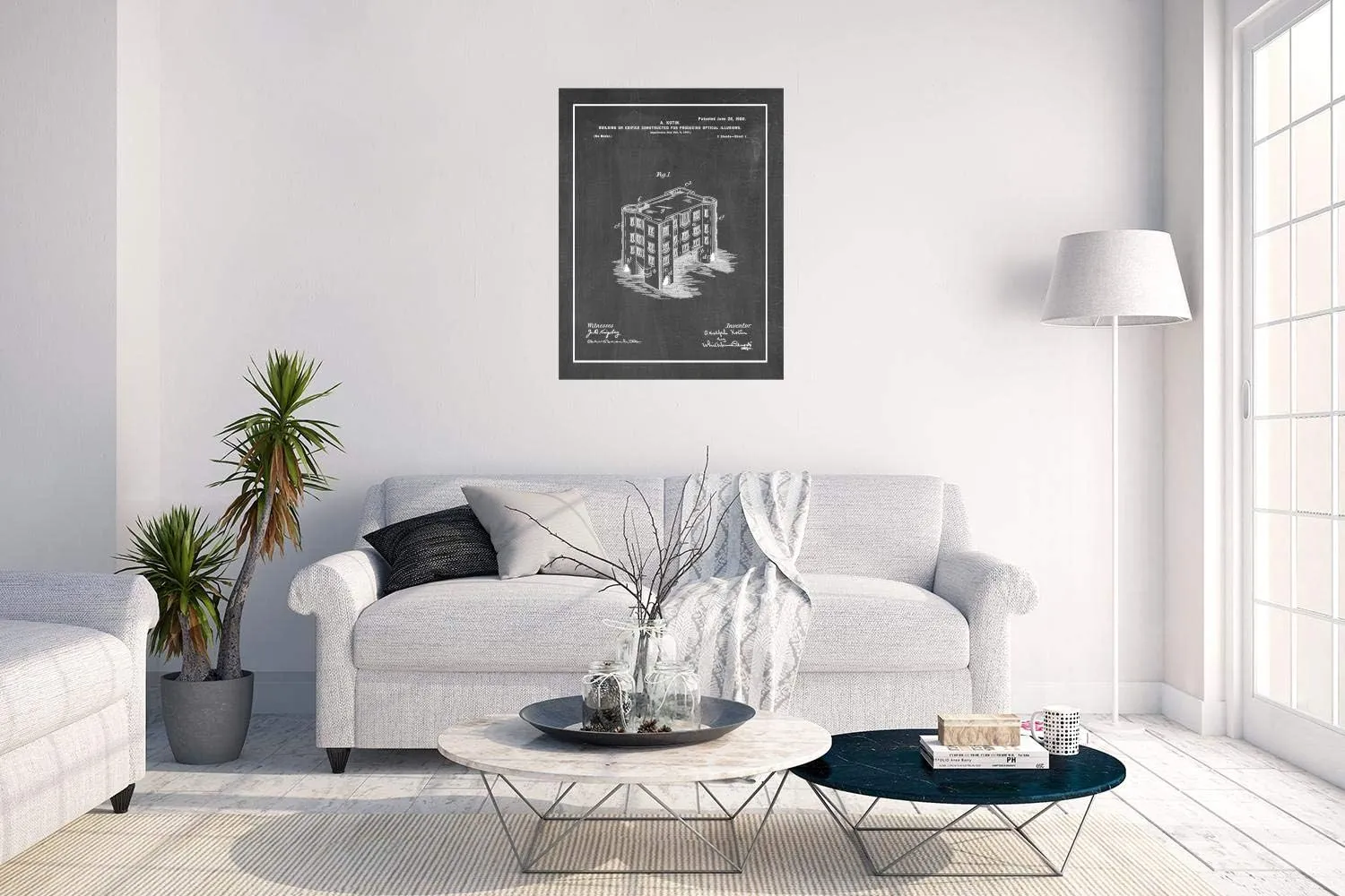 Building or Edifice Constructed for Producing Optical Illusions Patent Print Chalkboard with Border (24" x 30") M14823