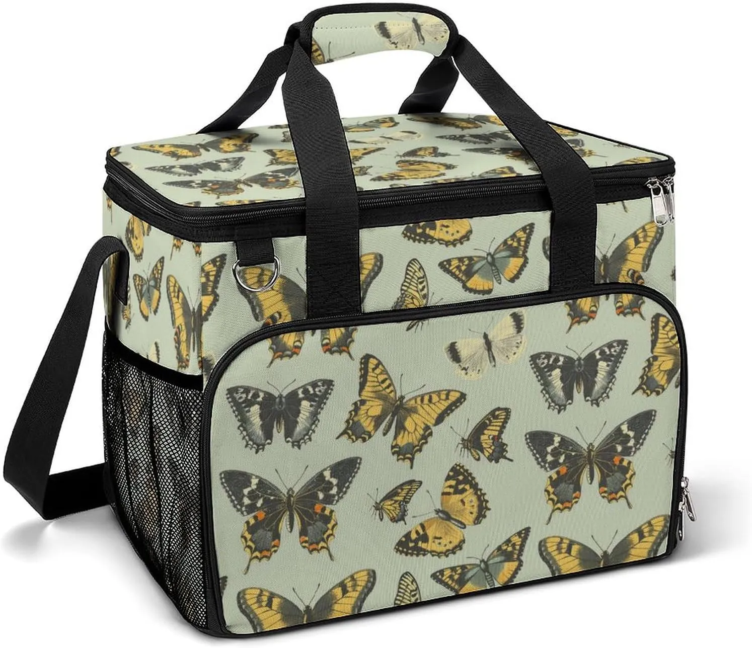 Butterfly Insect Portable Cooler Bag Lunch Box Container Crossbody Insulated Tote Bag for Work Camping Outdoor