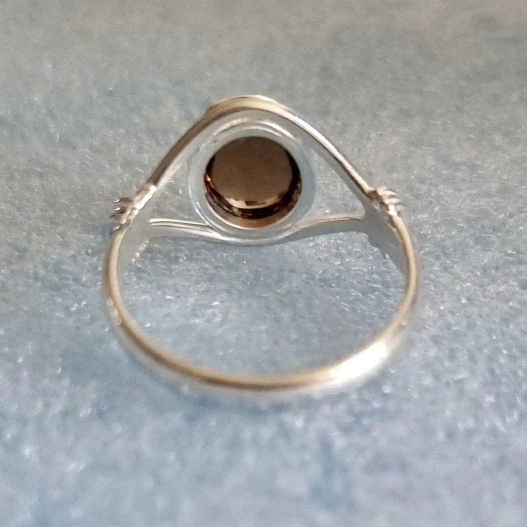 Cabochon Oval Smoky Quartz Sterling Silver Ring, R13SQ