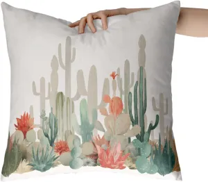 Cactus Throw Pillow Covers Tropical Plants Cactus Decorative Pillow Cases 18x18 Set of 2 Desert Green Succulent Prickly Pear Pillowcase Summer Outdoor Cushion Cover for Home Couch Sofa