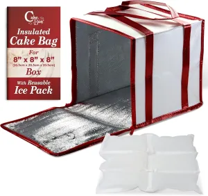 Cakebon 8-Inch Insulated Cake Bag with Ice Pack Sheets – Premium Cooling Solution for Cakes, Pastries & Cupcakes – Durable, Reusable, Moisture-Proof Design for Bakers & Food Deliveries (1-pack)