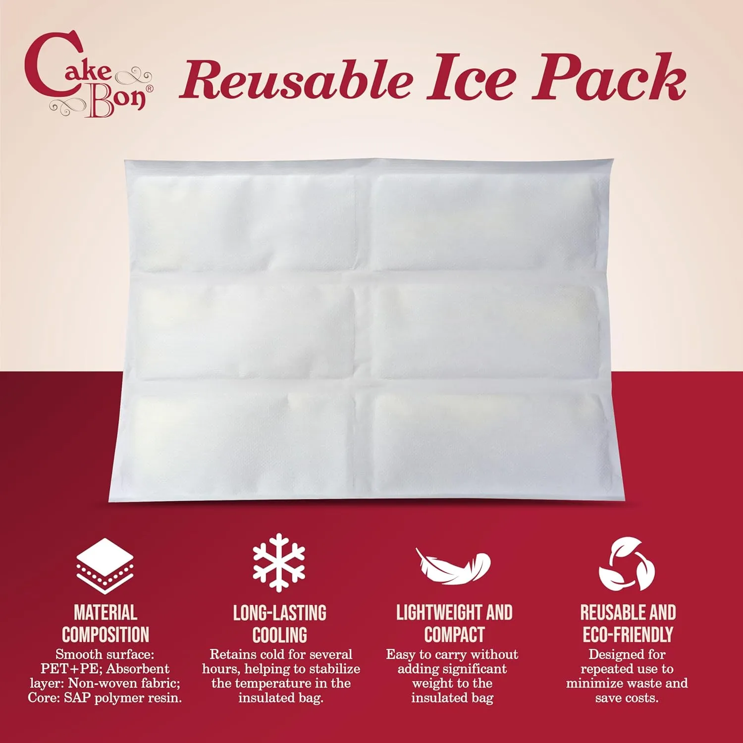 Cakebon 8-Inch Insulated Cake Bag with Ice Pack Sheets – Premium Cooling Solution for Cakes, Pastries & Cupcakes – Durable, Reusable, Moisture-Proof Design for Bakers & Food Deliveries (1-pack)