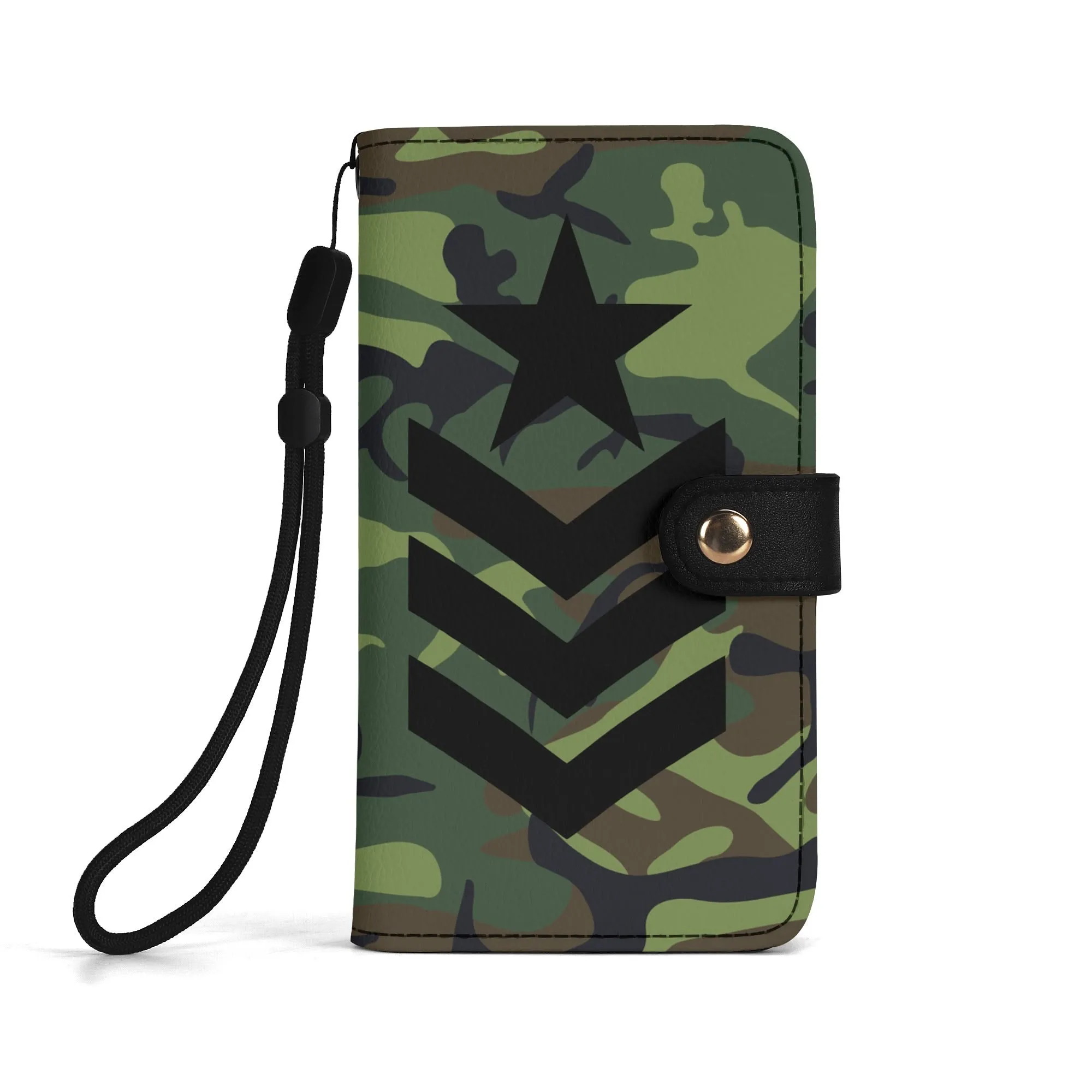 Camouflage Black PU Leather Wallet Phone Flip Case