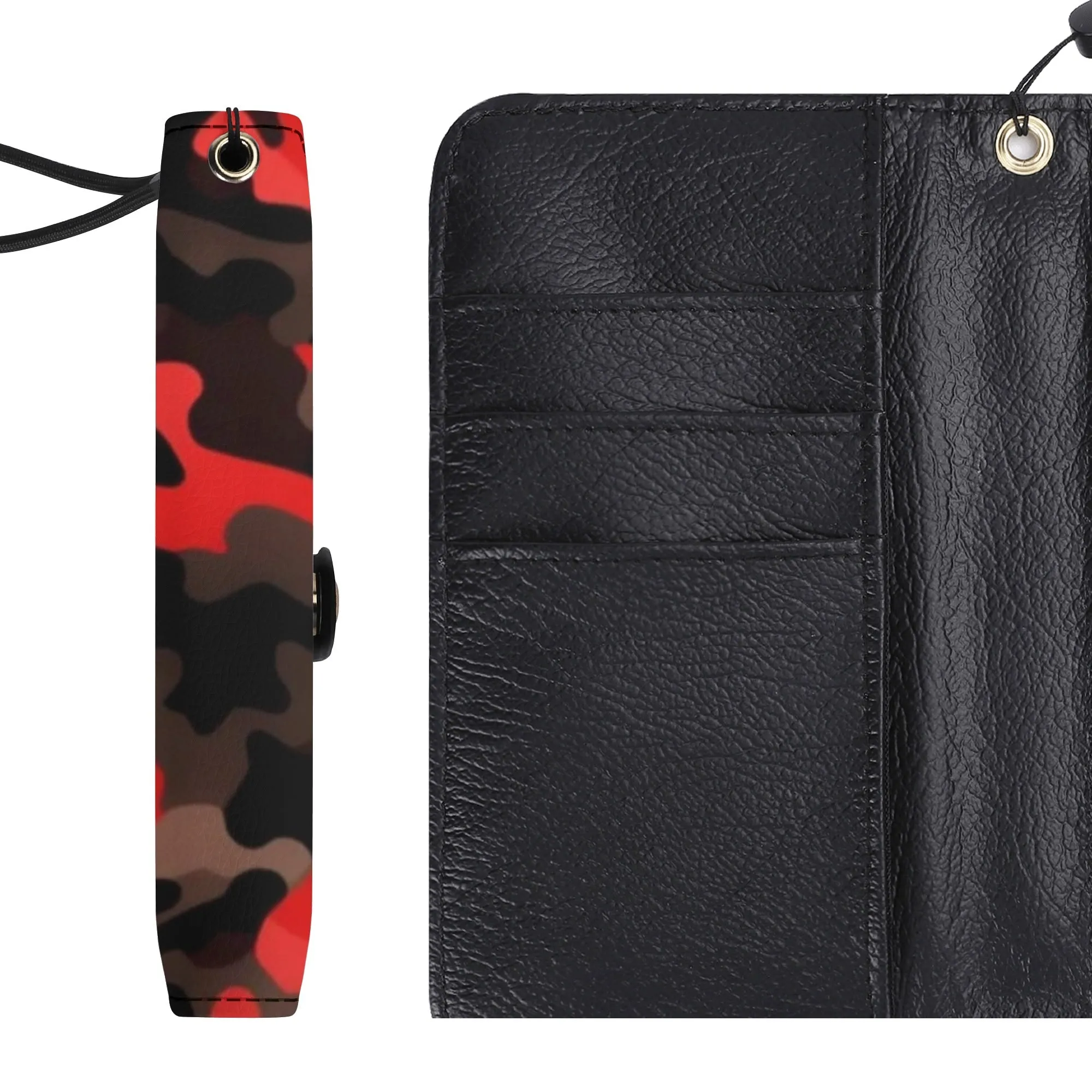 Camouflage Black PU Leather Wallet Phone Flip Case