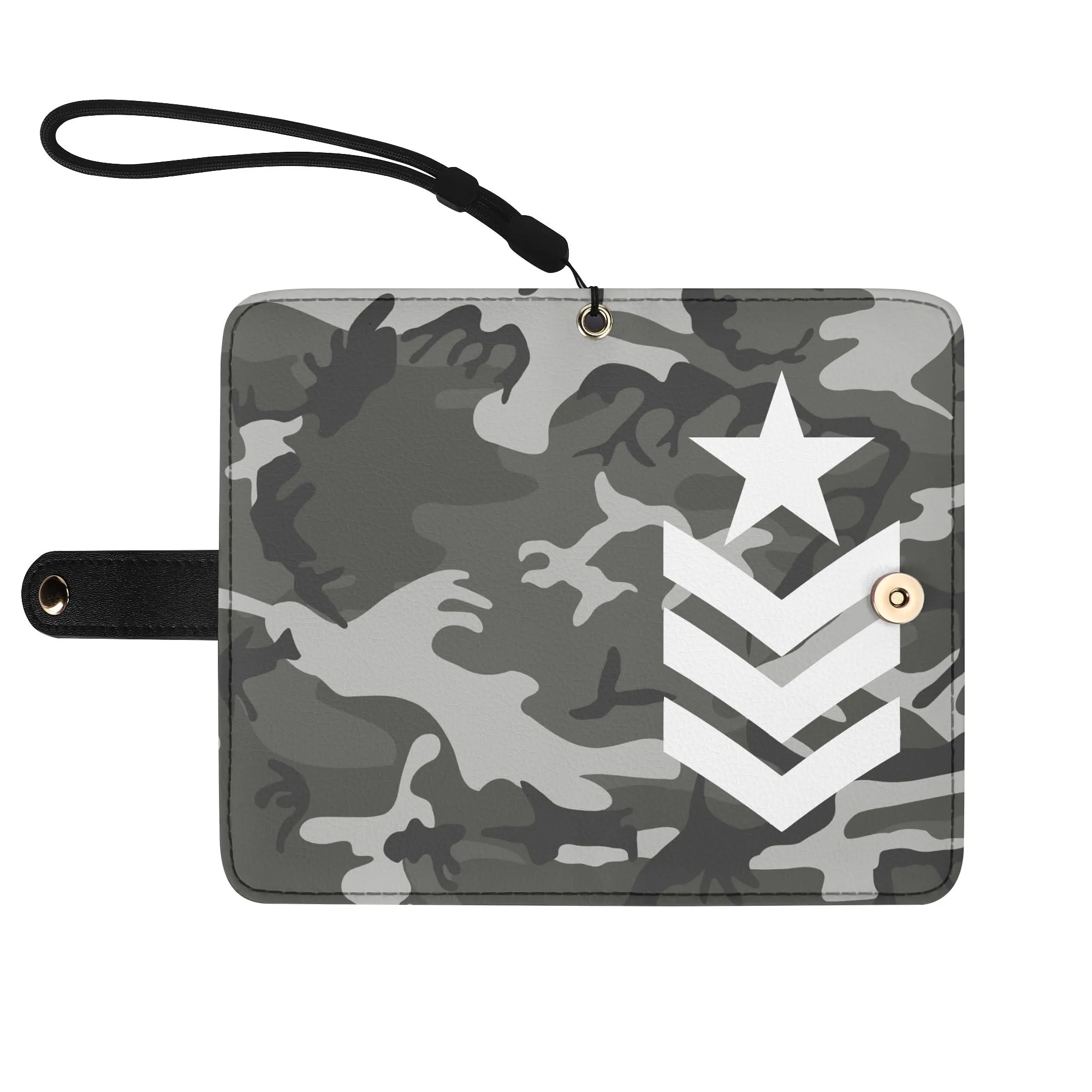 Camouflage Black PU Leather Wallet Phone Flip Case